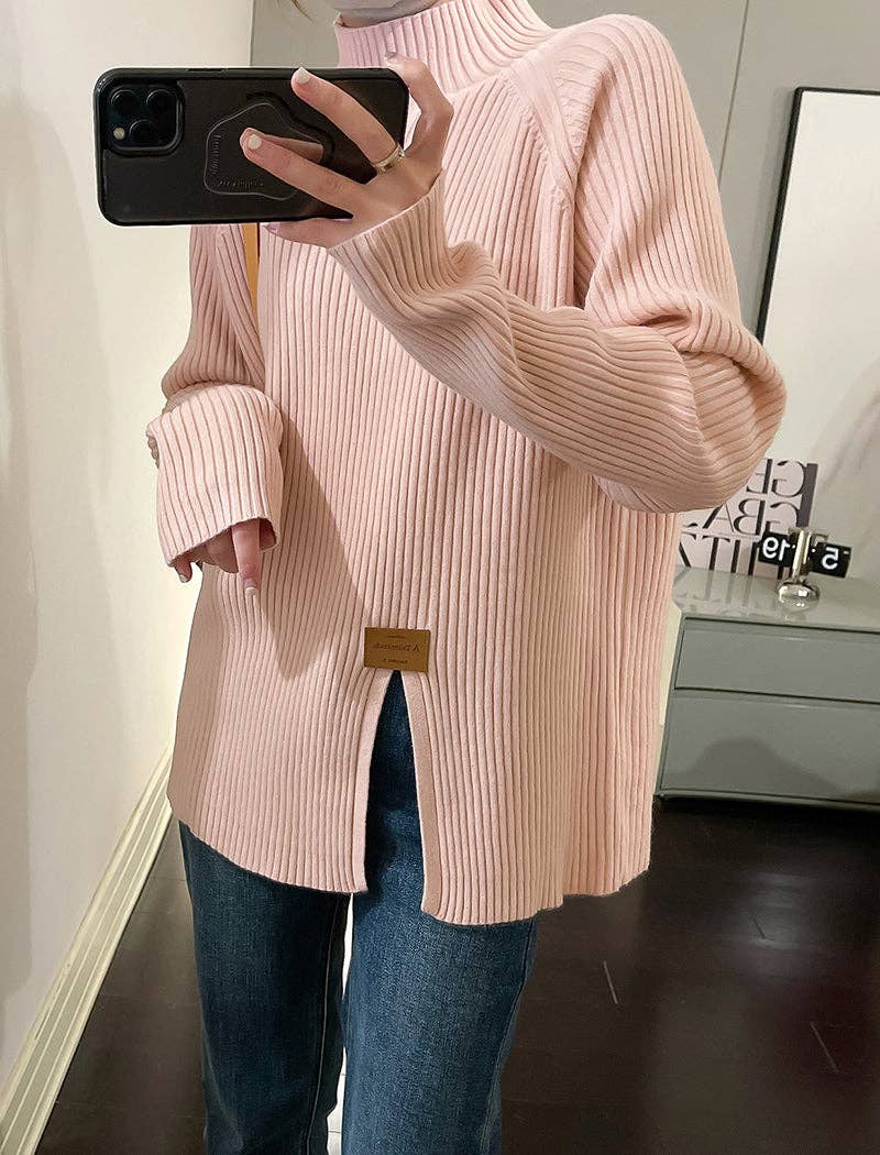 Katinki - Wholesale Tunic Sweater - Women's - Oversized Ribbed Turtleneck Sweater3