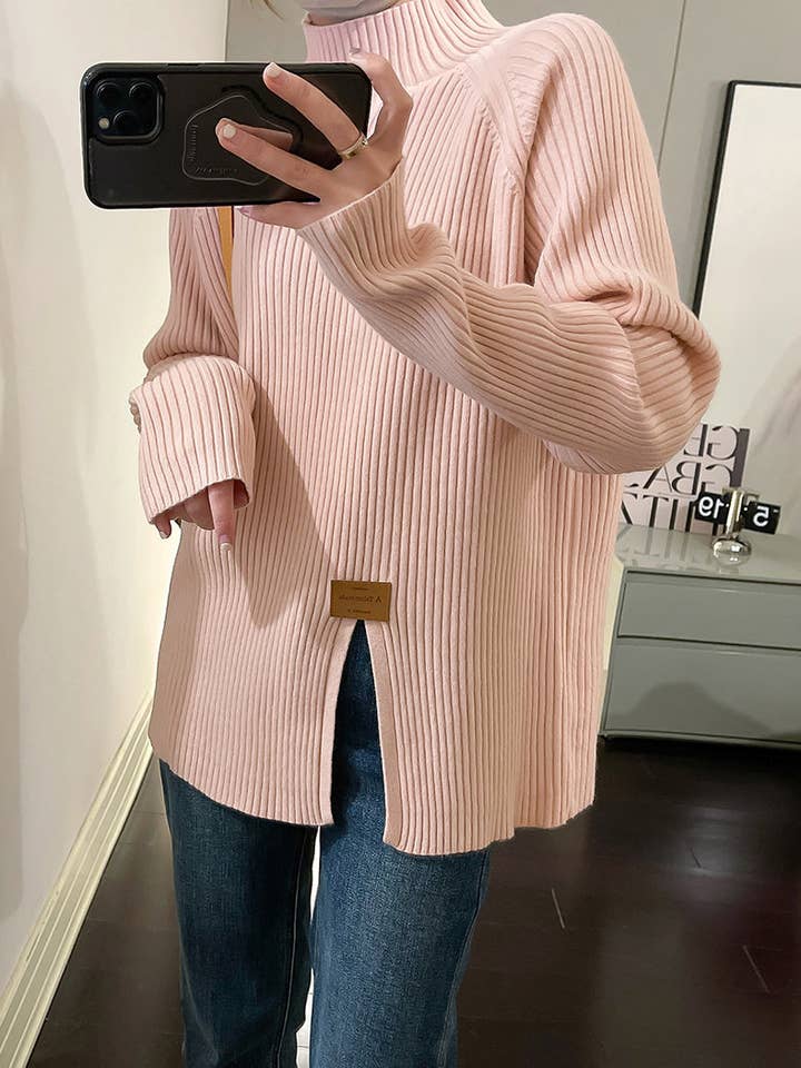 Katinki - Wholesale Tunic Sweater - Women's - Oversized Ribbed Turtleneck Sweater3