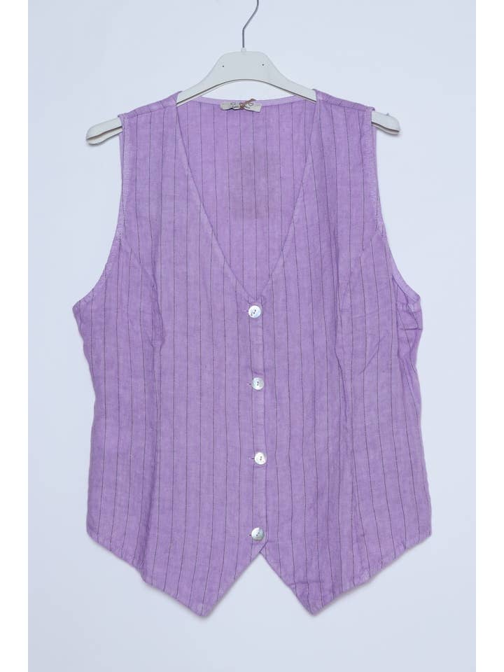 LÉA & LUC - Wholesale Button Down Shirt - Women's - Sleeveless shirt in 100% Linen REF. 517015