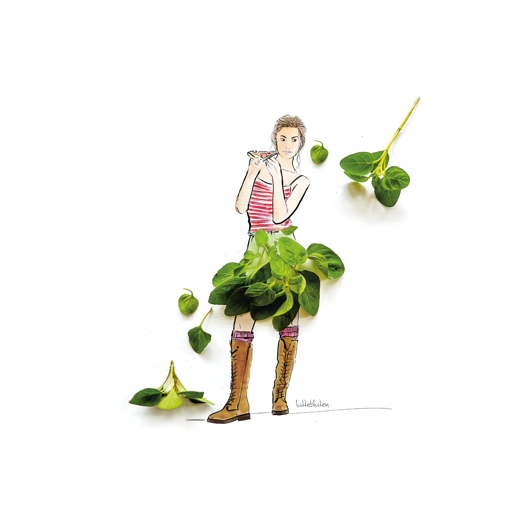 Lütteblüten – Cartão de saudação diária por atacado – Pizza | Cartão de comida com envelope1