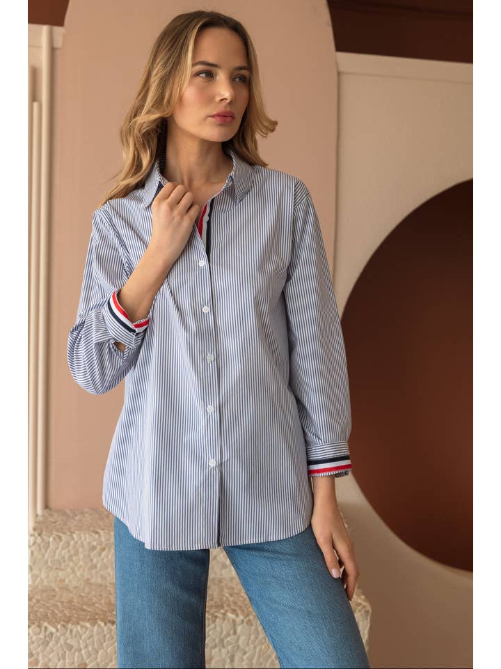 Joh Apparel – wholesale Blouse – Women’s – Jasmine Cotton Pinstripe Shirt2