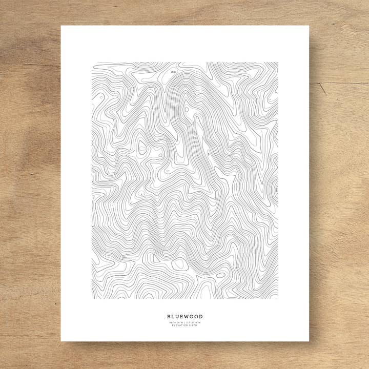 Bluewood Skigebiet Topografische Karte Kunstdruck für den Großhandel von Topographia Design