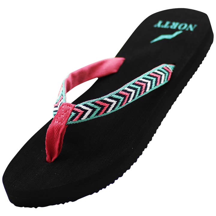 Norty WOMENS 5-10 SANDAL BLACK PINK Prepack 12020 for wholesale by The Norty Brand