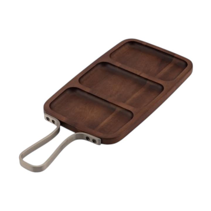 Rectangle 3-Section Acacia Wood Serving Board – 30.5 x 18 cm | Natural Charcuterie & Snack Tray for wholesale by IKIDO