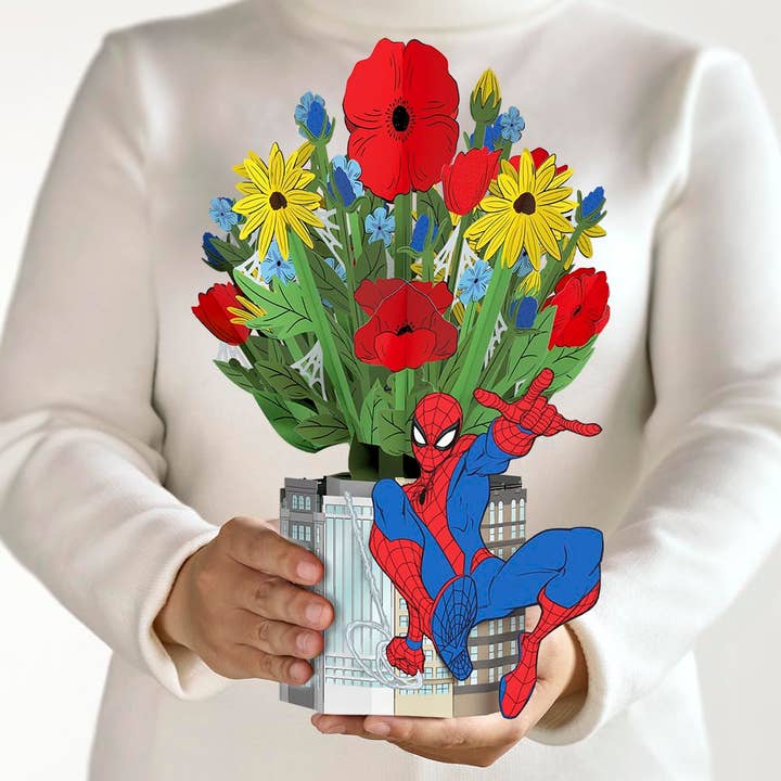 Marvel's Spider-Man Flower Buds Bouquet for wholesale by Lovepop Cards