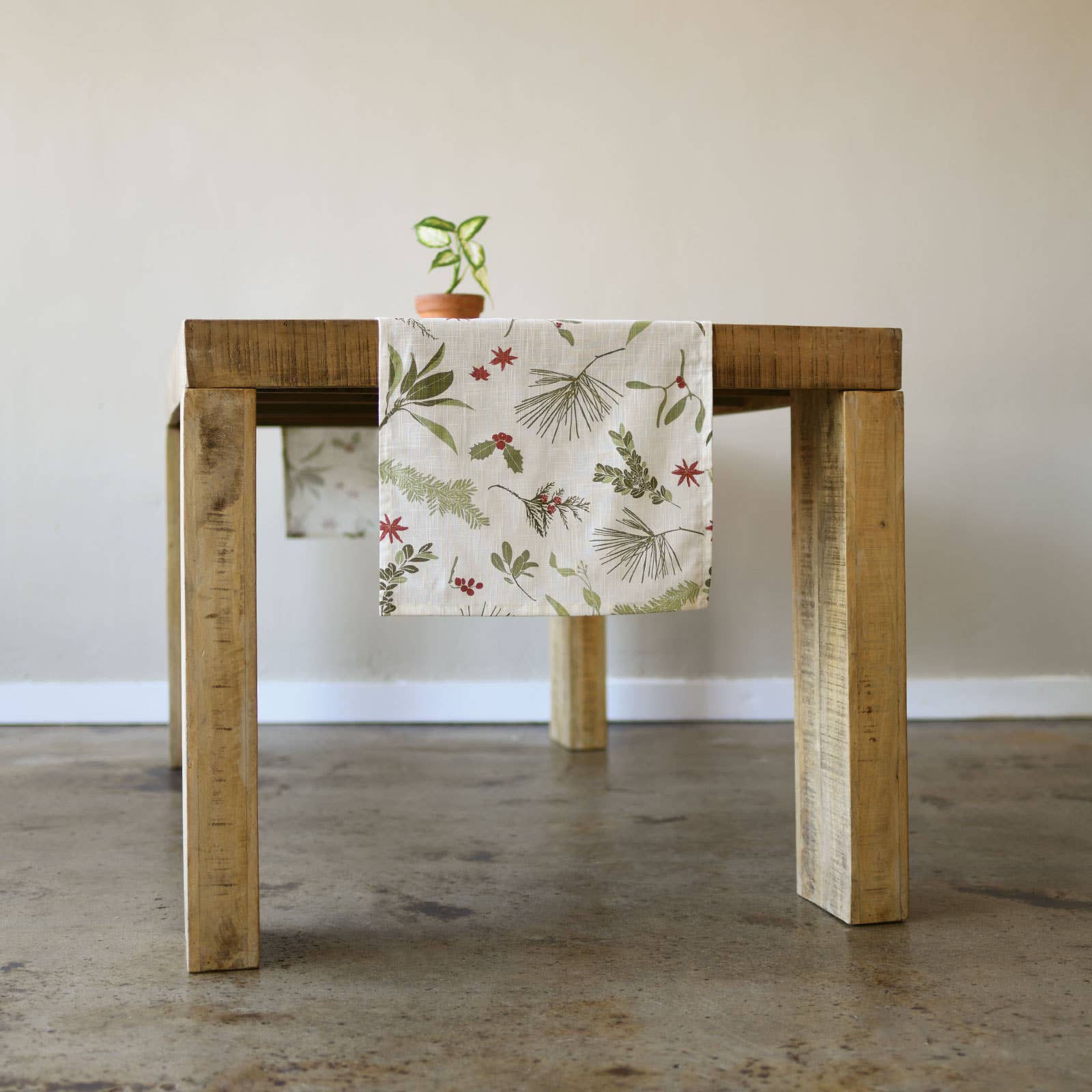 June & December - Wholesale Table Runner - Boughs + Berries Organic Table Runner (98") for Winter