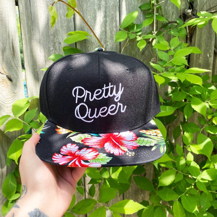 Support the T - Wholesale Flat Brim Cap - Unisex - Pretty Queer floral snapback