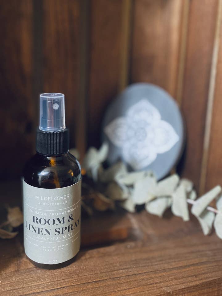 Eucalyptus Mint Natural Room Spray for wholesale by WildFlower Apothecary Co