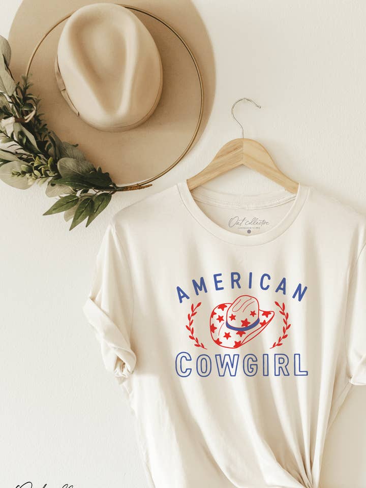 AMERICAN COWGIRL Graphic T-Shirt - Hand Screen Printed for wholesale by OAT COLLECTIVE
