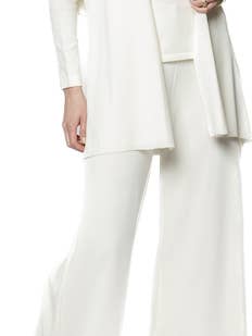 Pantalon large en maille milanaise Briana ; blanc d'hiver pour la vente par Biana