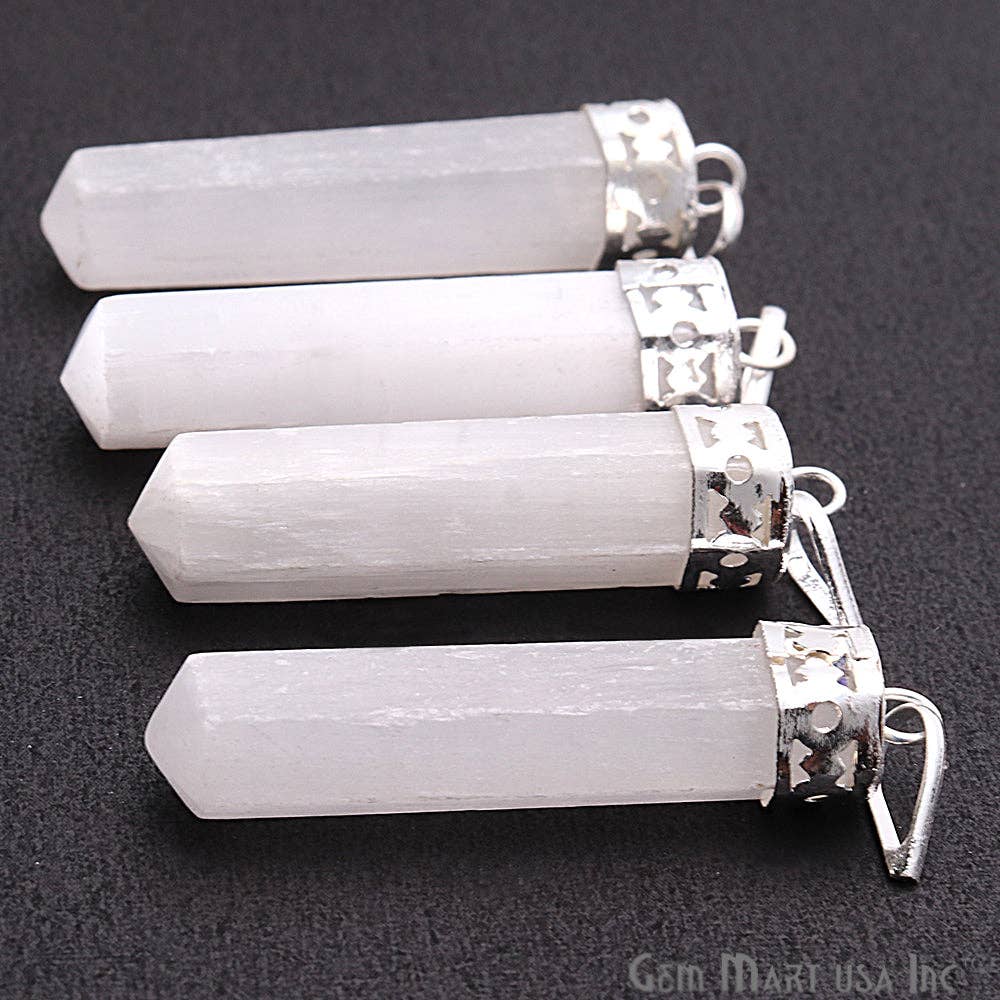 GemMartUSA – wholesale Pendant/charm necklace – DIY Healing Gemstone Silver Pencil Point Ornate Pendant 1pc5