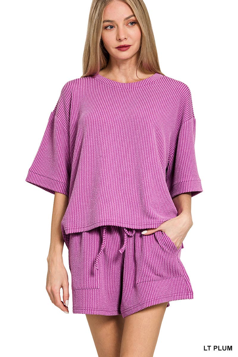 Vanilla Monkey – Engroshandel Top- og buksesæt (IKKE Loungewear) - Dame – Sæt med kortærmet T-shirt i rib og korte bukser9