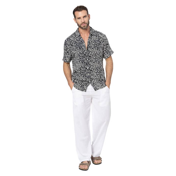 La Mano Boho – Großhandel Hemd mit Button-down-Kragen – Herren – Sommerhemd mit kurzen Ärmeln HCMC0001J1