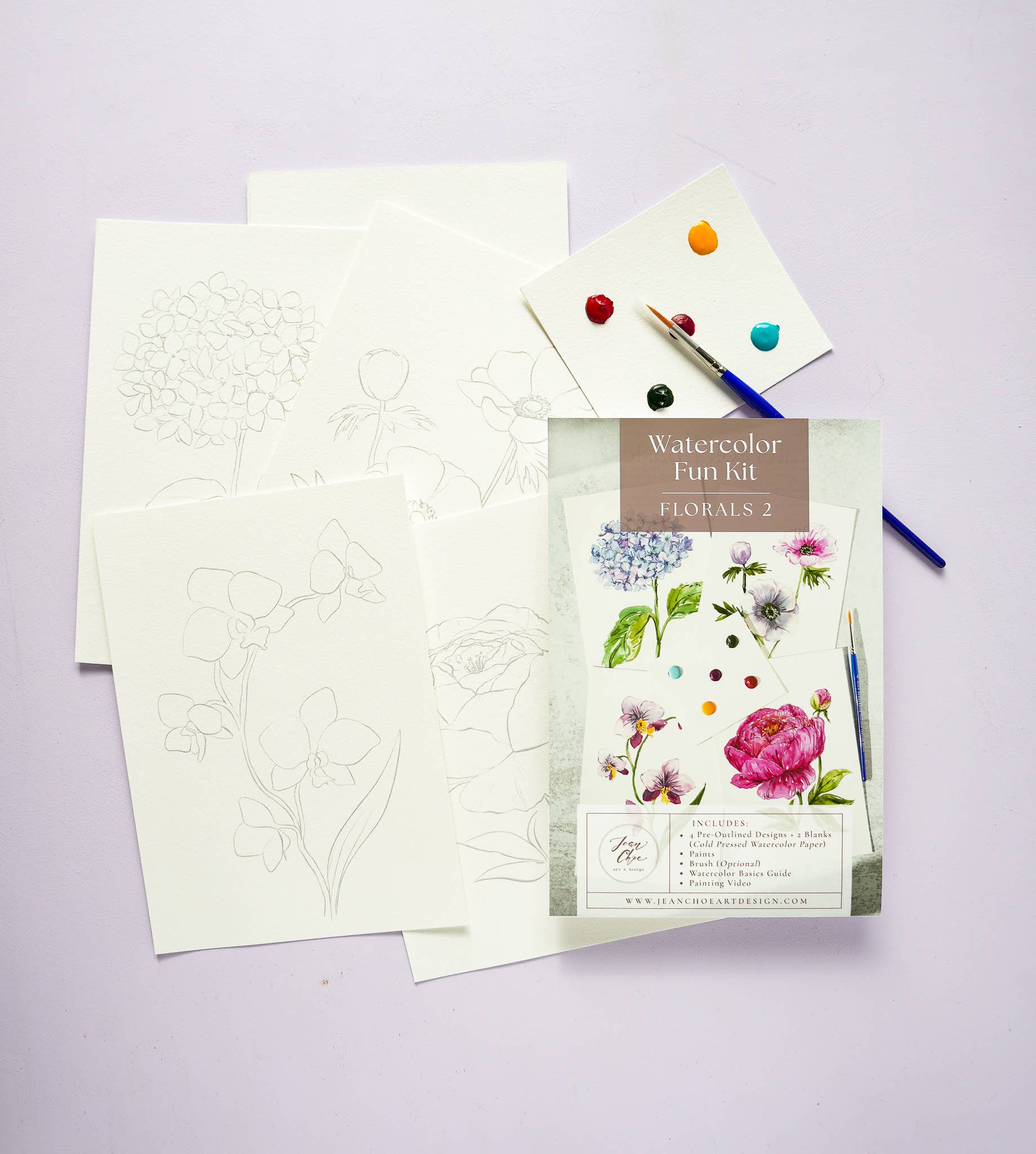Jean Choe Art & Design - Wholesale DIY Craft Kit - Florals 2 Watercolor Painting Kit: DIY Art Kit for Beginners1