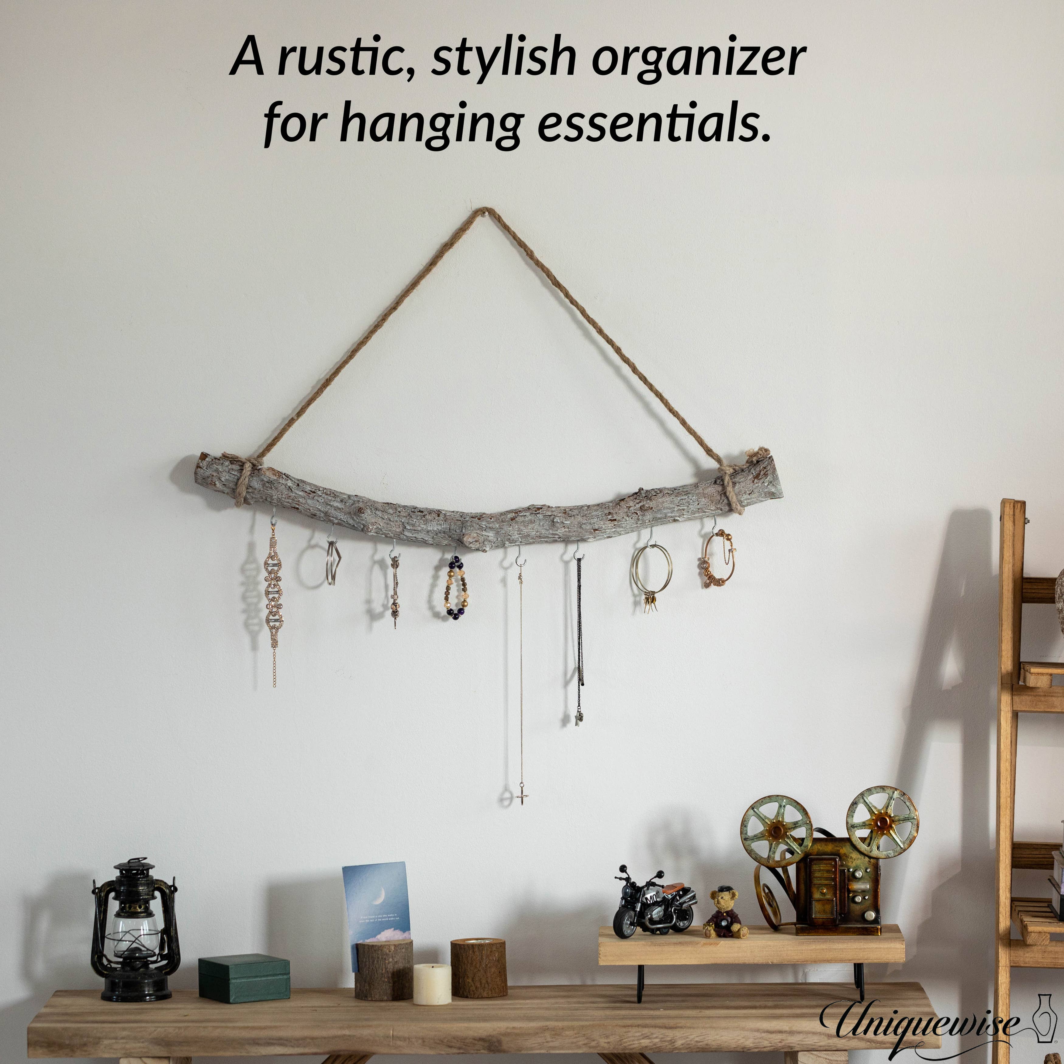 Quickway Imports - Wholesale Wall Accent - Uniquewise 19-inch Natural Decorative Jujube Wooden Log Hang5