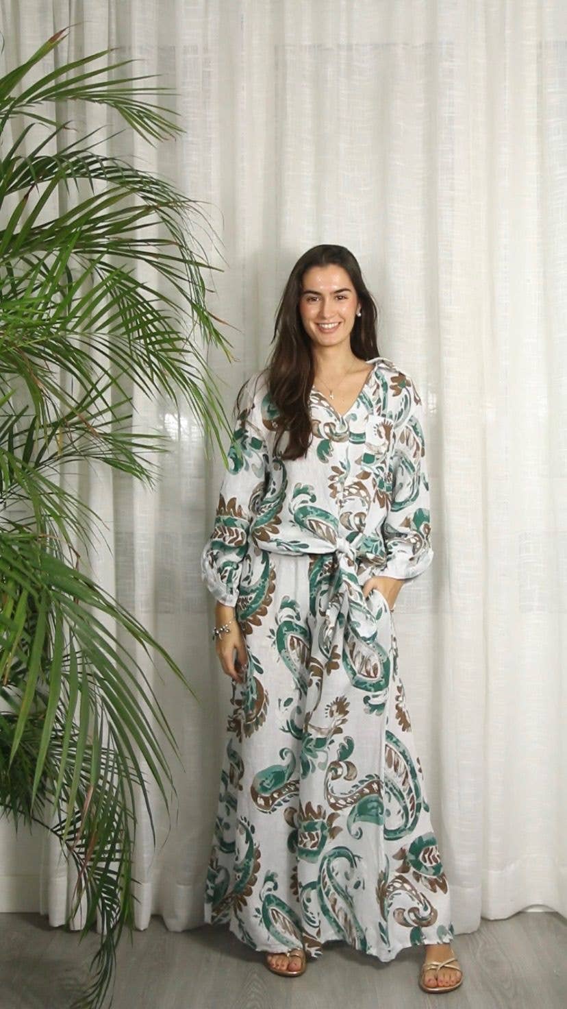 Linen & More - Vente Pantalon – femme - RÉF 30343 PANTALON IMPRIMÉ LIN 100%4