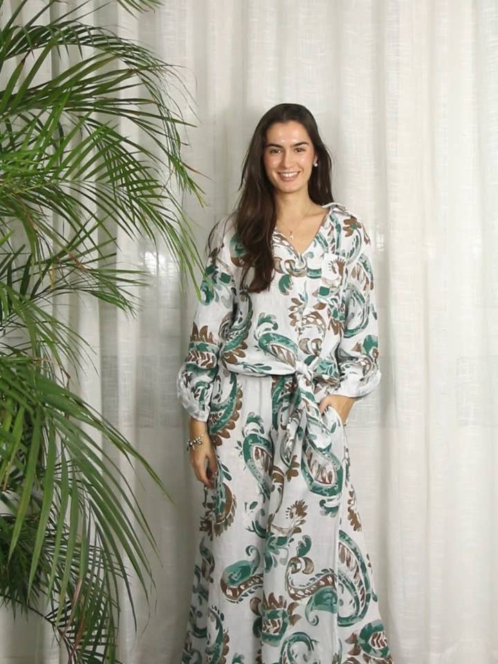 Linen & More - Vente Pantalon – femme - RÉF 30343 PANTALON IMPRIMÉ LIN 100%4