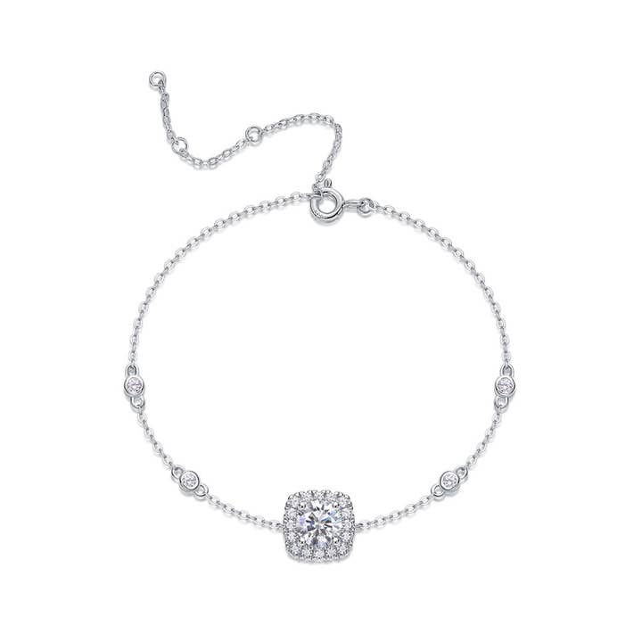 Perimade & Co. LLC - Wholesale Charm/Dangle Bracelet - Moissanite Stacking Station Bracelet in 925 Sterling Silver2
