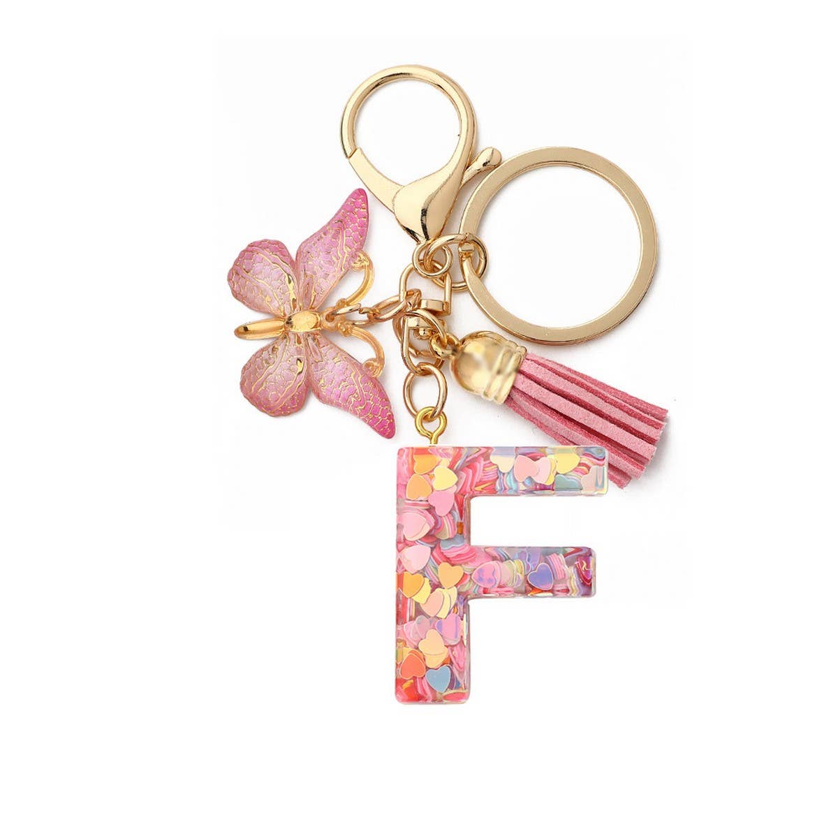 ACCITY - Wholesale Keychain - Women's - Glitter Resin Letter Butterfly Keychain_CWMM68665