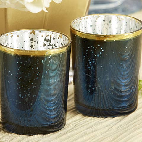 Kate Aspen - Wholesale Candle Holder - Blue Mercury Glass Tea Light Holder (Set of 4)2