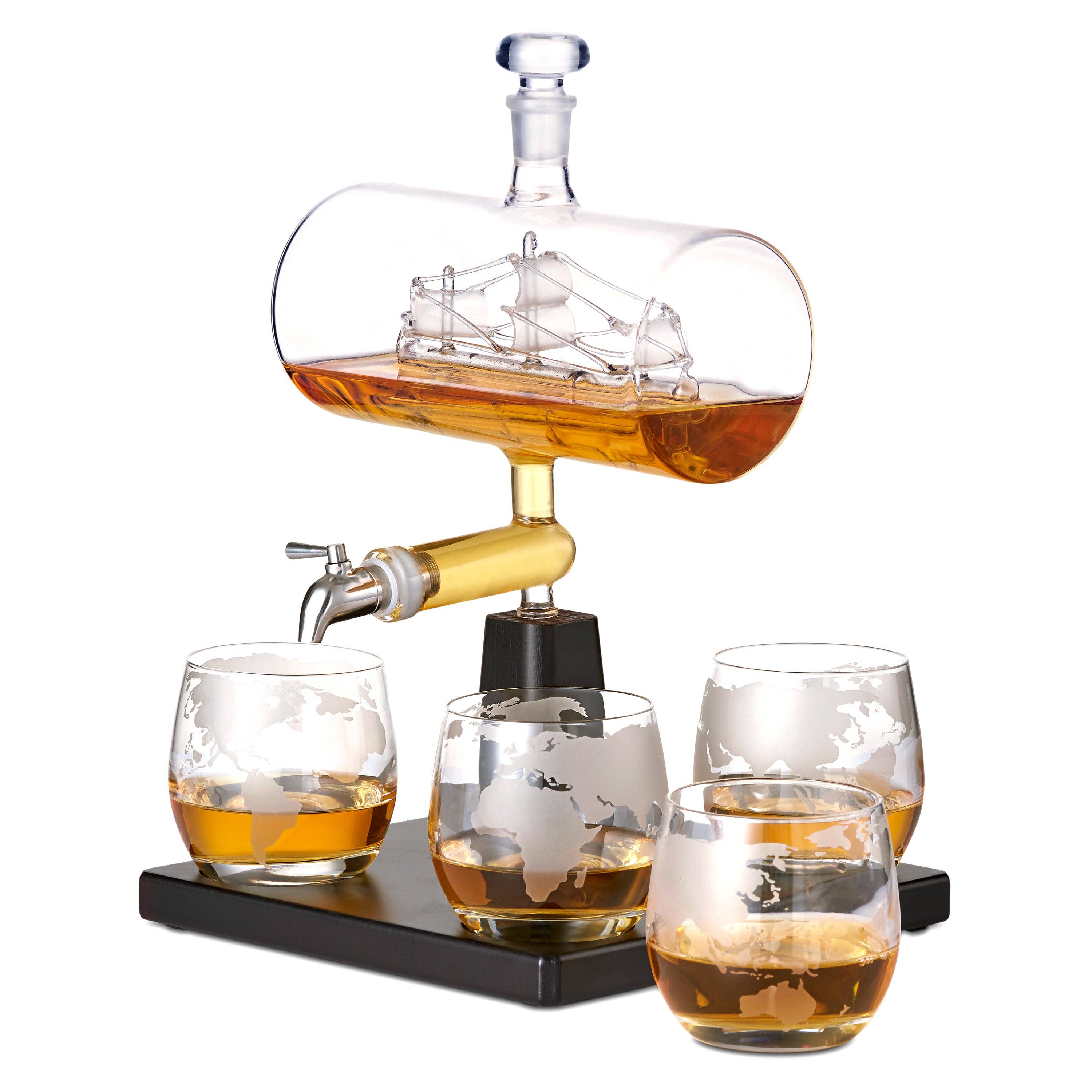 Oak & Steel – wholesale Decanter – Ship Whiskey Decanter Set2