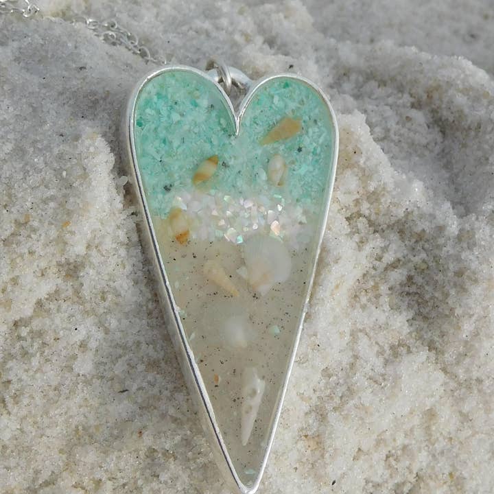 Art & Soul 30a - Wholesale Pendant/Charm Necklace - Heart Necklace Beach Charm2