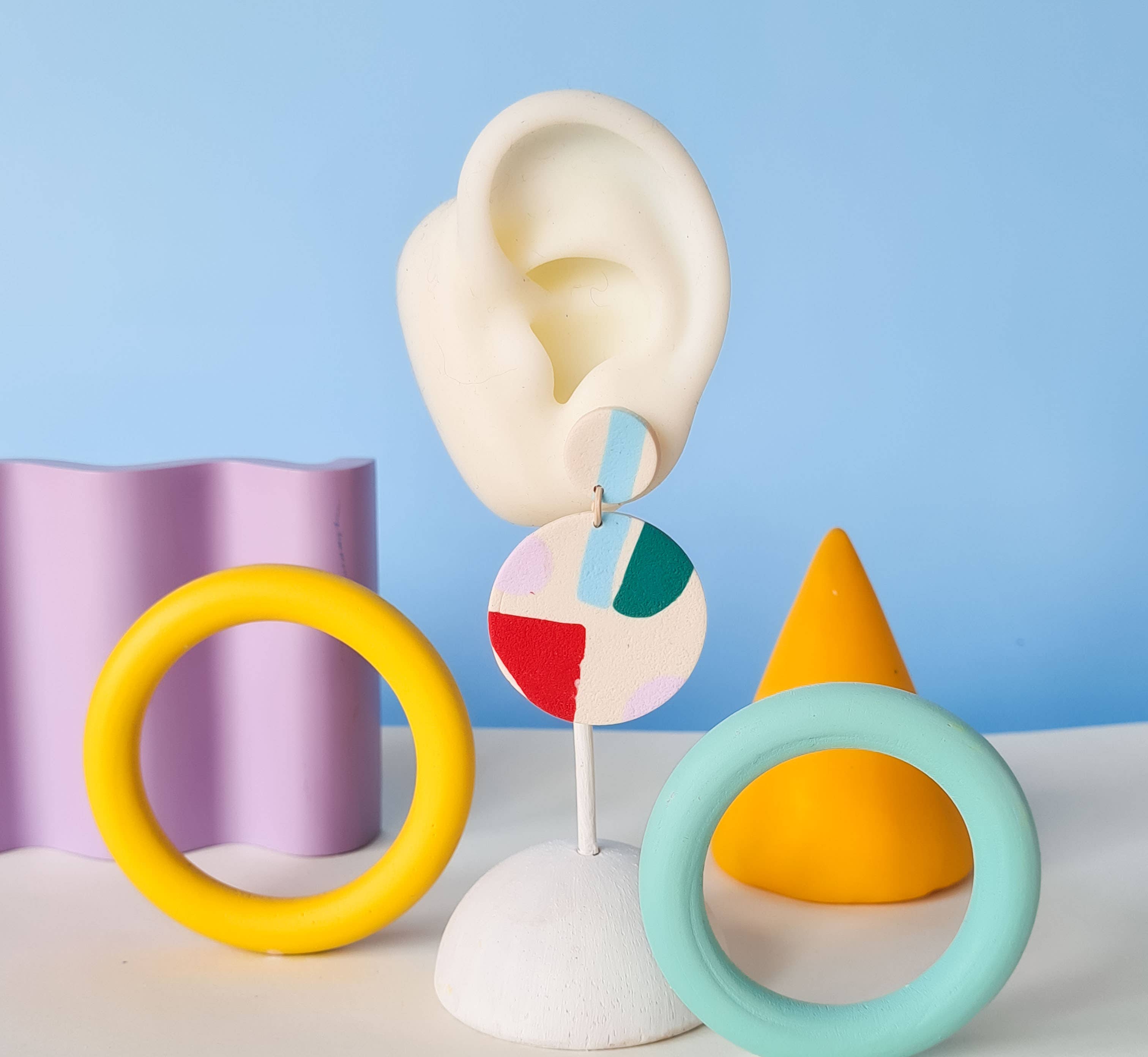 Mono - Wholesale Dangle Earrings - colorful patterned handmade clay earrings in 19 varieties19