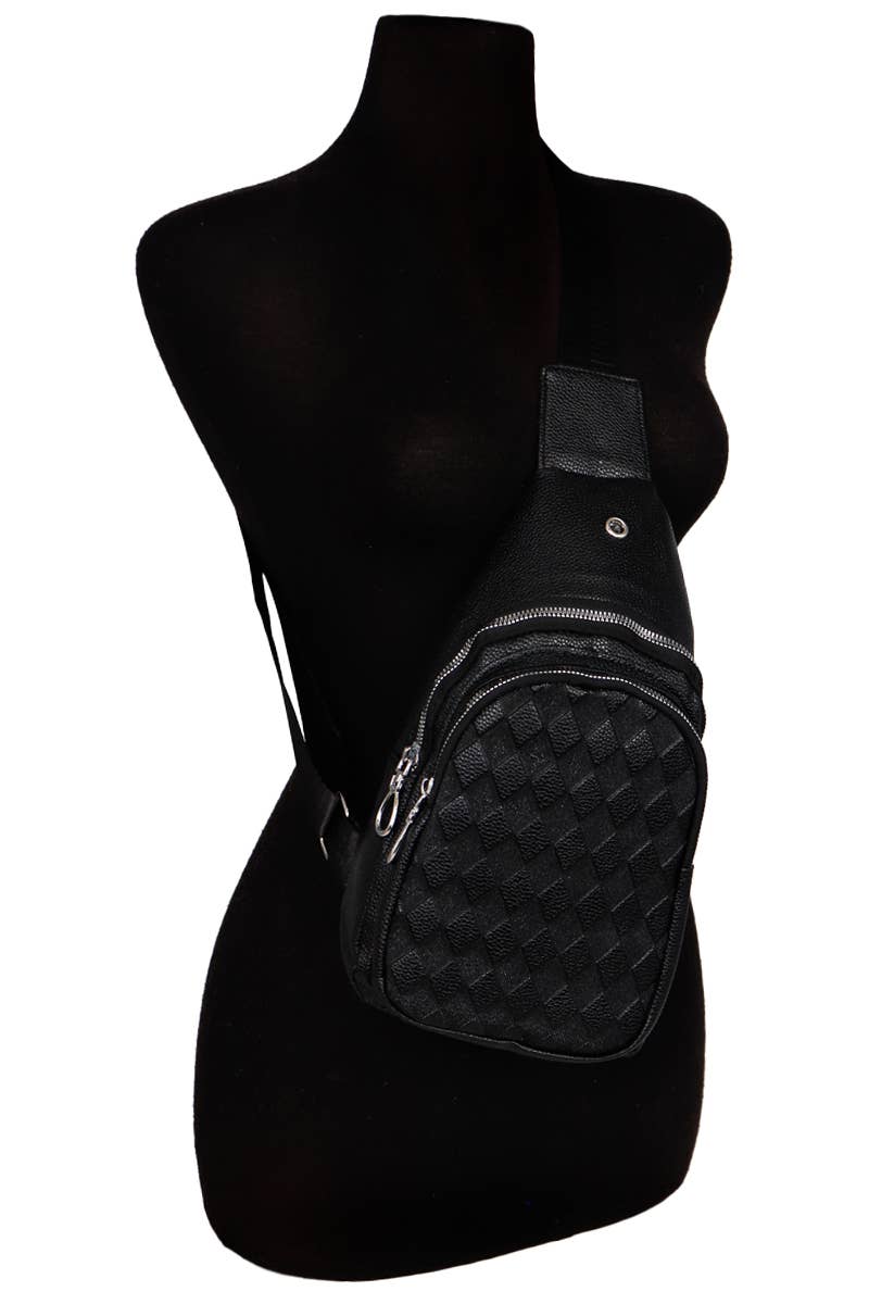 Cap Zone – Großhandel Umhängetasche - Damen – Schultertasche aus Kunstleder mit Diamantprägung und Kieselsteinen2