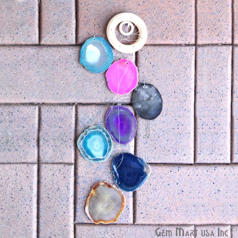GemMartUSA – wholesale Wind chime – Rainbow Color Windchimes Agate Windchimes, Garden Décor2