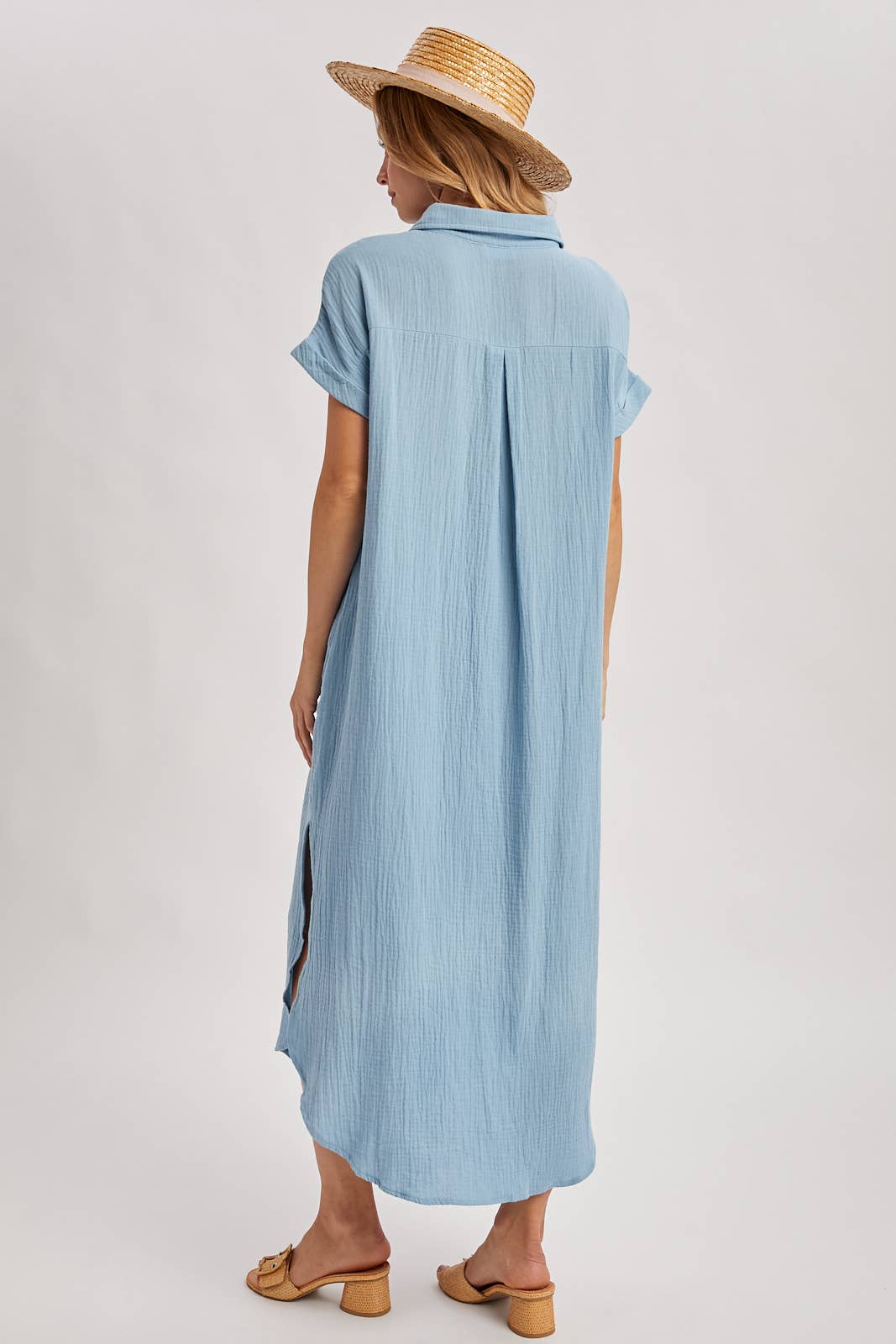 Bluivy - Wholesale Dress - Women's - BUTTON UP MAXI SHIRT DRESS WITH POCKET63