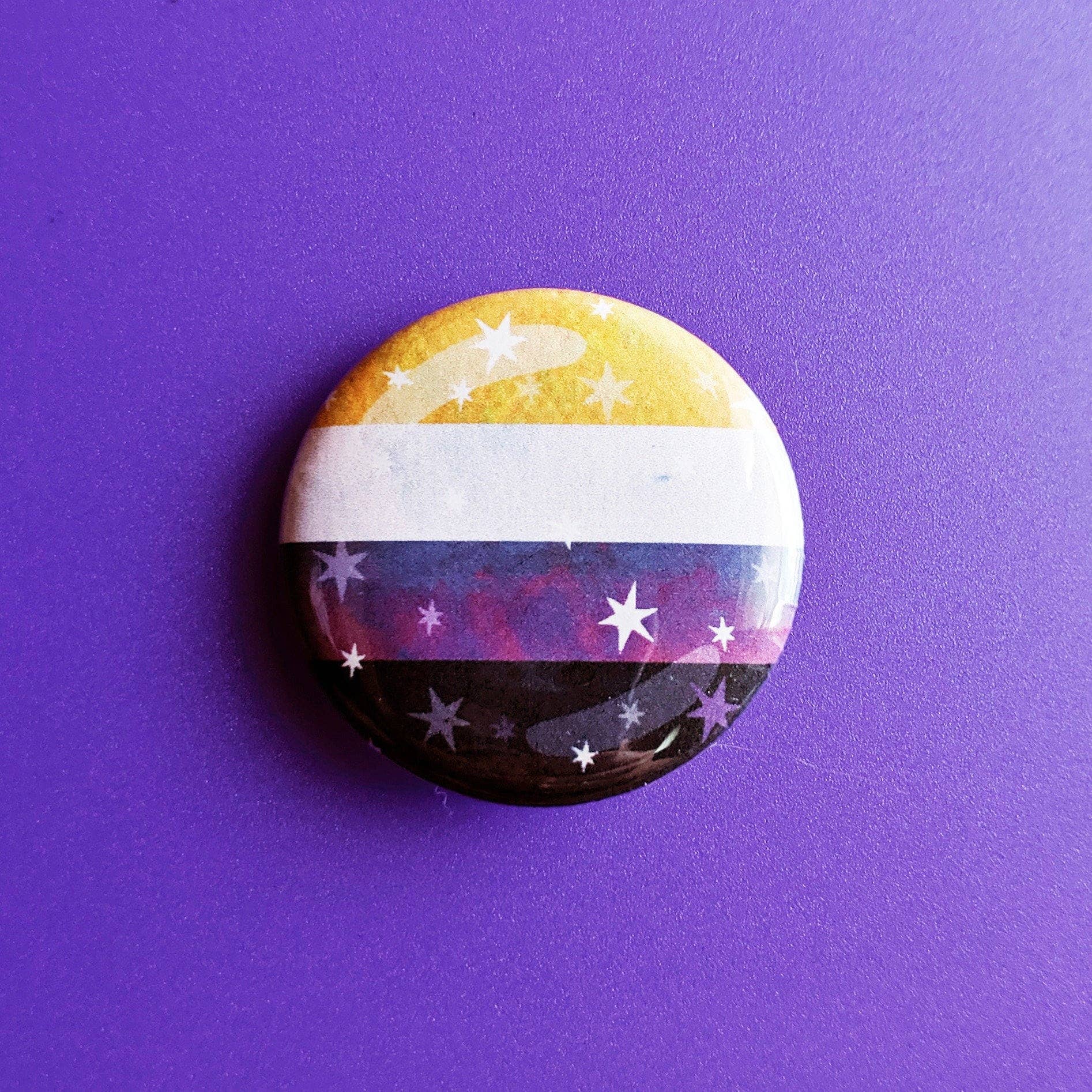Schlady - Wholesale Lapel Pin/Button - Starry Nonbinary Pride Flag - Button Pin1