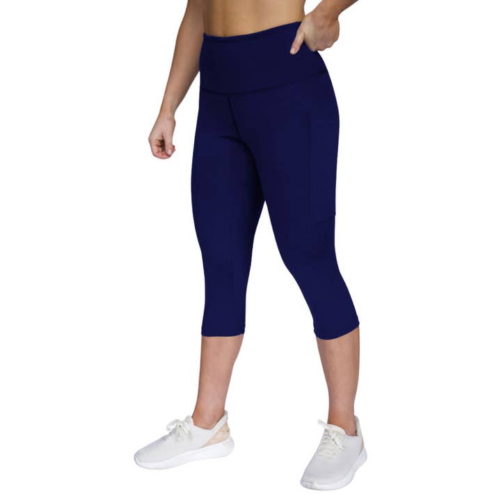 Läckagesäkra beskurna leggings - Navy för wholesale av Moxie Fitness Apparel