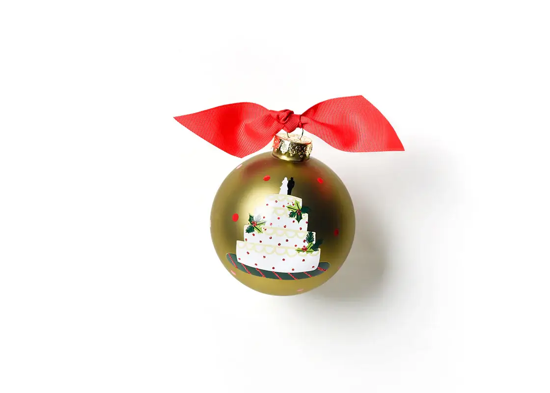 Coton Colors - Wholesale Ornament - Our First Christmas as Mr & Mrs Wedding Cake Glass Ornament1
