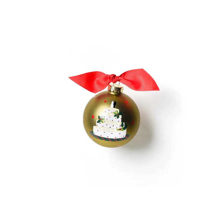 Coton Colors - Wholesale Ornament - Our First Christmas as Mr & Mrs Wedding Cake Glass Ornament1