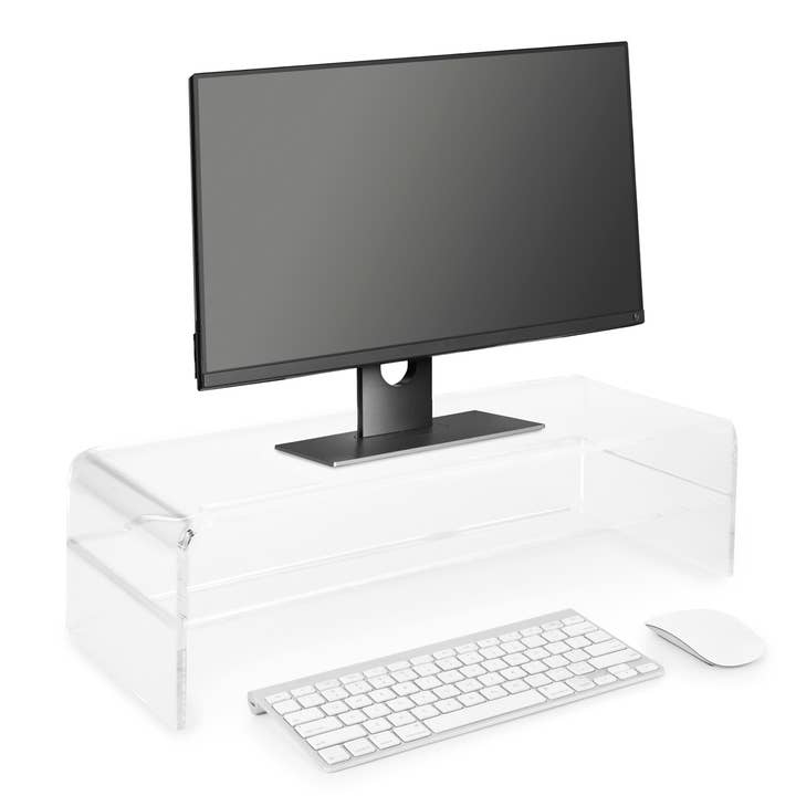 Huang Acrylic - Wholesale Desk Riser - Clarté Acrylic Media Stand Riser with Shelf