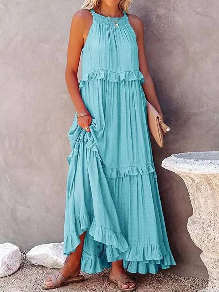 Serenity Collective - Wholesale Dress - Women's - Ruffled Sleeveless Maxi Dress3