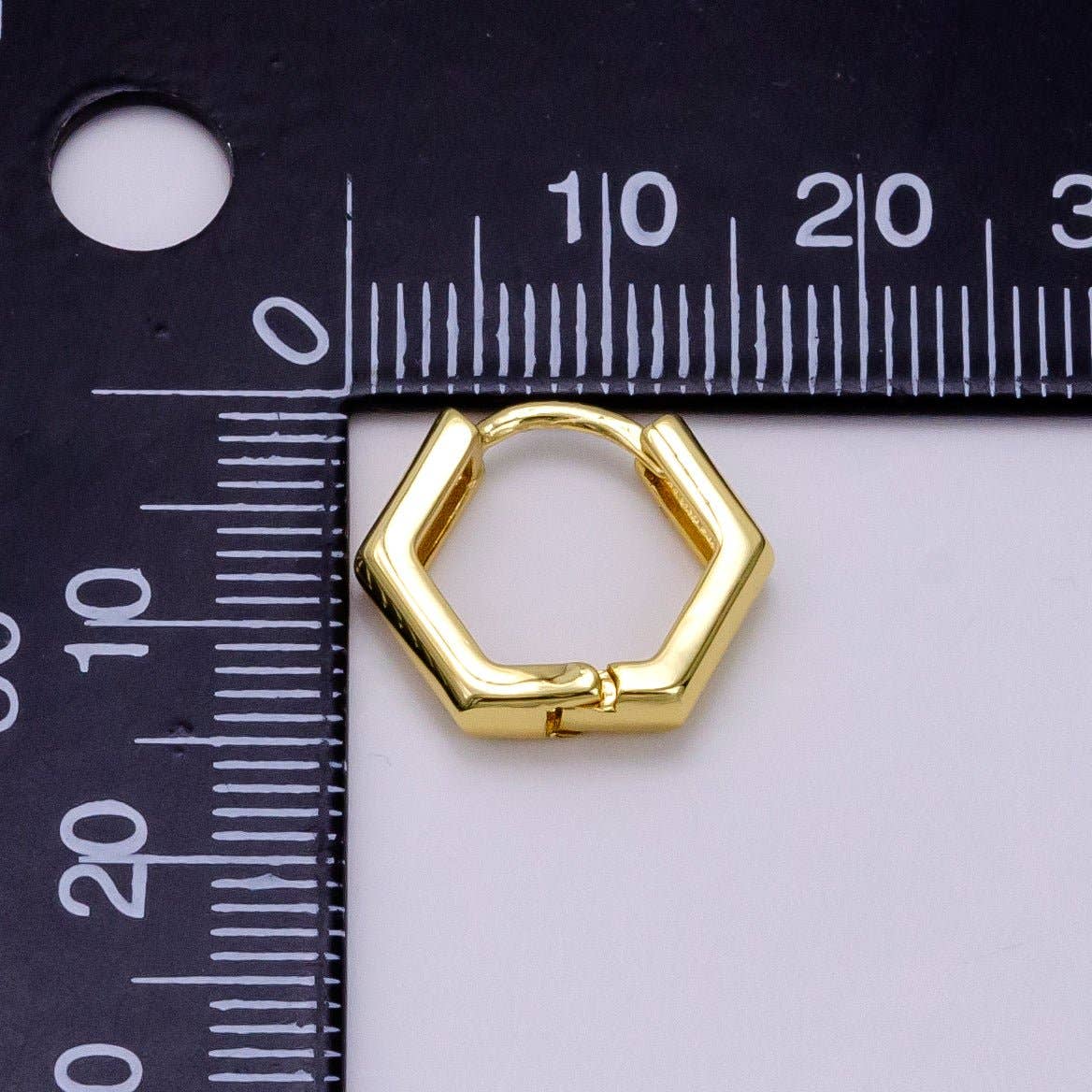Aim Eternal - Wholesale Huggie Earrings - 24K Gold Filled Hexagon Huggie Hoop Earrings Q-2151