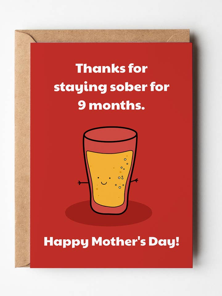 Mothers Day Card, Thanks For Staying Sober Card for Mum for wholesale by Yeah Noted