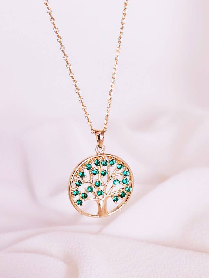 Livets träd-hänge i guldplätering och zirkoniumoxider för wholesale av SIUKA