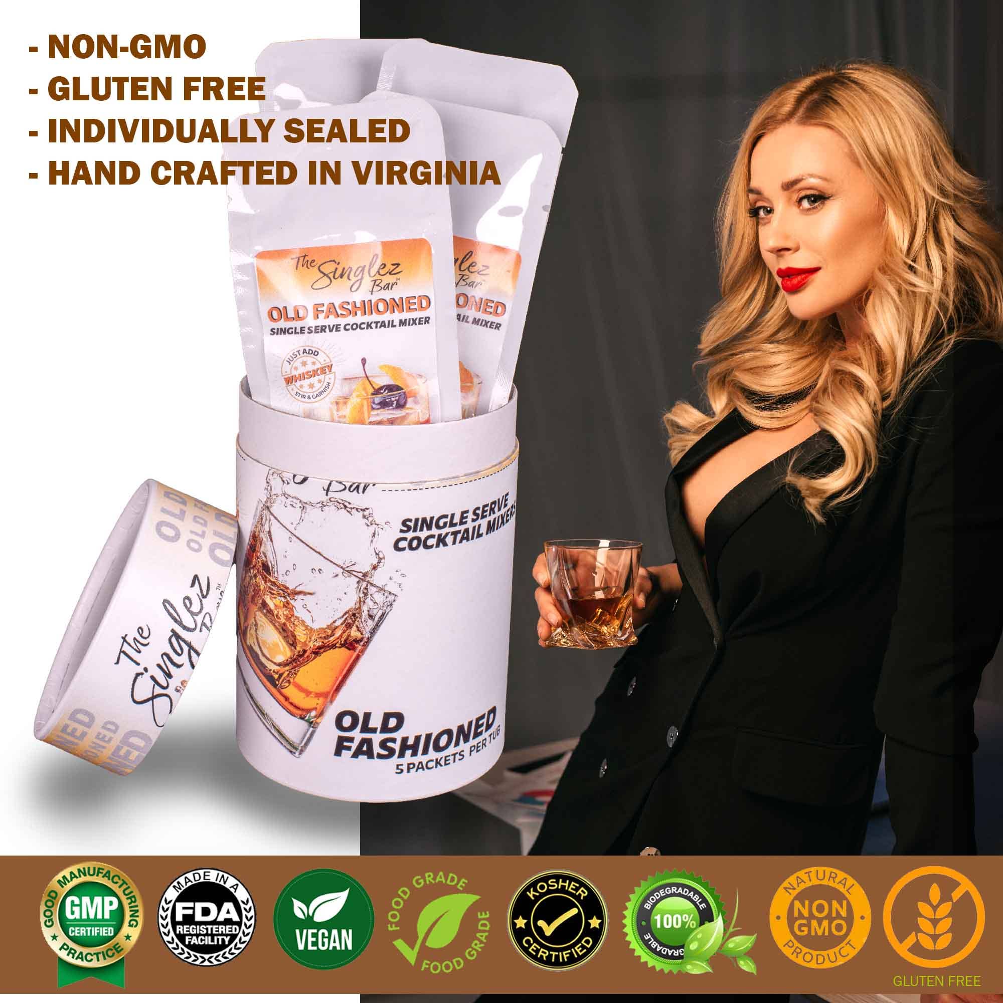 ThousandOaksBarrelCo. - Vente Mélange/sirop pour cocktails - Singlez Bar Old Fashioned - Paquet de 5 mixeurs à portion individuelle6