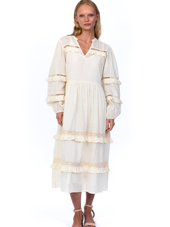 Cream Tapasi Ruffled Dress for wholesale on Faire0