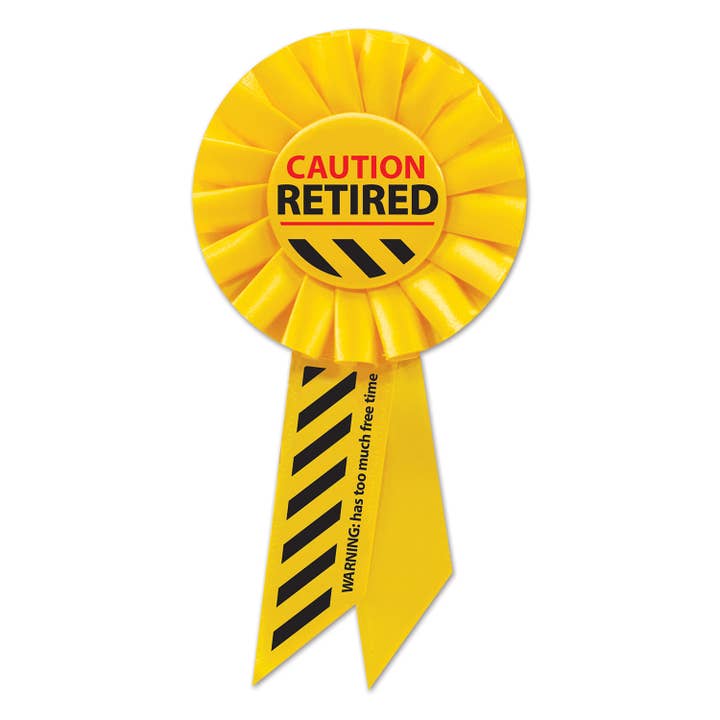 Caution Retired Rosette for wholesale by Beistle