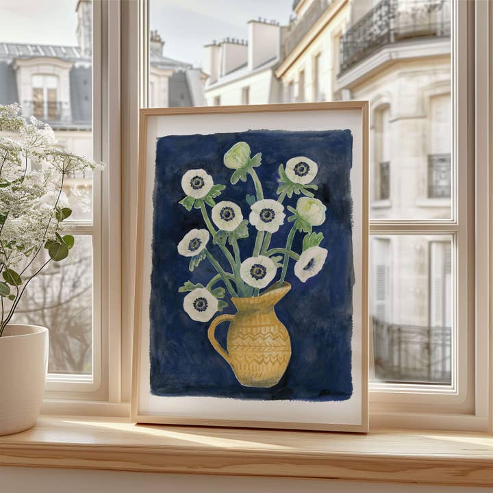 Jenny Vellacott - Wholesale Art Print - Flower Art Print Floral Painting of Anemone Flowers3