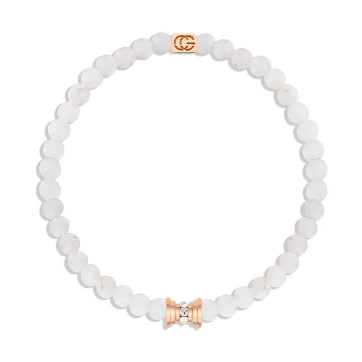 Mini Graduated Hourglass Bracelet - White Jade - Reverse-Set Diamonds for wholesale by C. GRASSI