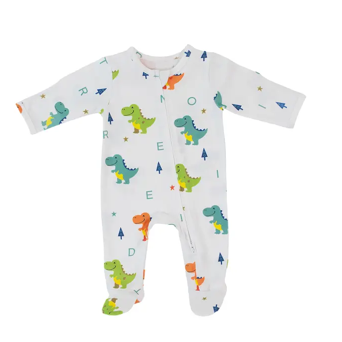 Snuggle Buds - Wholesale Sleepsuit - Baby - Dino Dreams Zipped Onesie (0–12 Months) – 100% Cotton Muslin Baby Sleepwear0