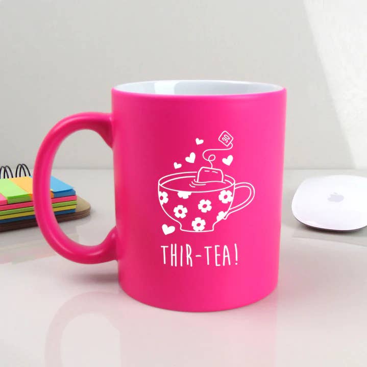 eBuyGB Craft Blanks - Venta al por mayor Taza - Taza de té rosa neón grabada con diseño de taza de té con forma de flor de té0