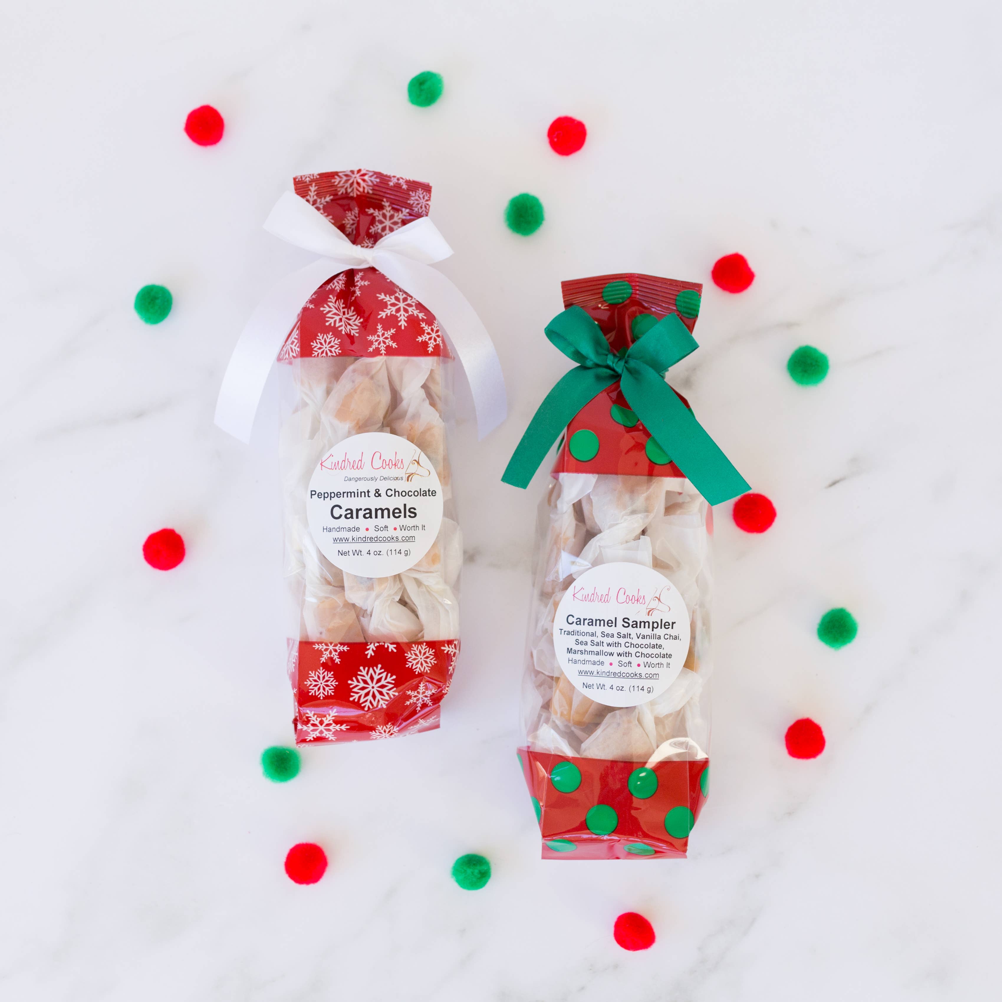 Kindred Caramels - Wholesale Caramel - Holiday Sampler Caramels, 4oz Bag1