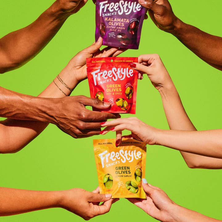 Freestyle Snacks - Wholesale Olives - Freestyle Snacks 36ct Shipper (3 Flavors Freestyle Olives)