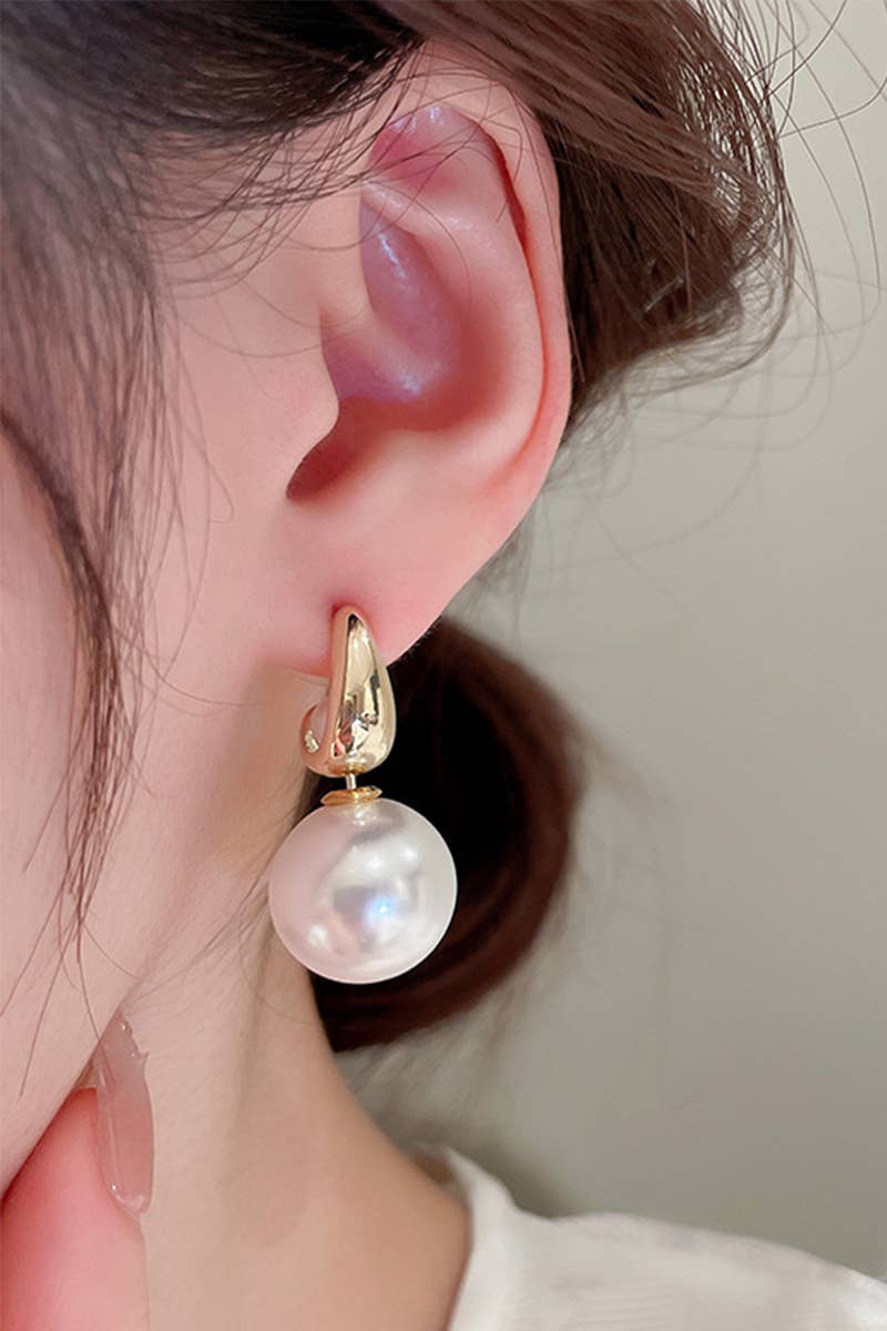 GOLD PEARL SHAPE DANGLE EARRINGS_CWAJE0291 for wholesale on Faire2