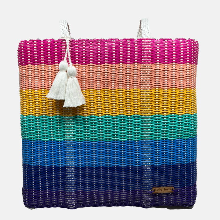 Ixoq Recycled Plastic Cesta Tote Exlarge ~ Multicolor Stripe for wholesale by ixöq